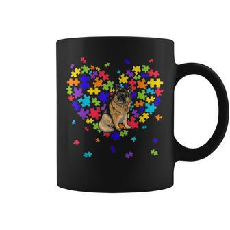 Autism Awareness German Shepherd Cute Heart Dog Dad Mom Gift Coffee Mug - Seseable