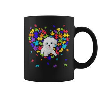 Autism Awareness Maltese Cute Heart Dog Dad Mom Gift Coffee Mug - Seseable