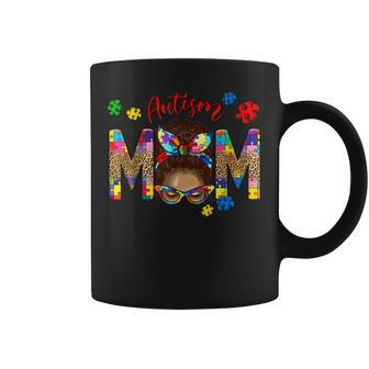 Autism Awareness Mom Autism Messy Bun Melanin Autism Mama Coffee Mug | Mazezy