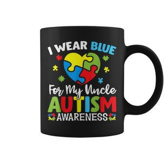 Autism Awareness Month Heart I Wear Blue For My Uncle Coffee Mug | Mazezy