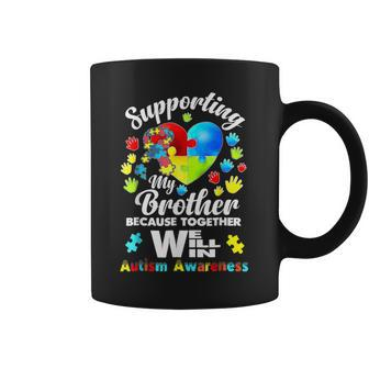 Autism Awareness Month Supporting My Brother Puzzle Coffee Mug - Seseable