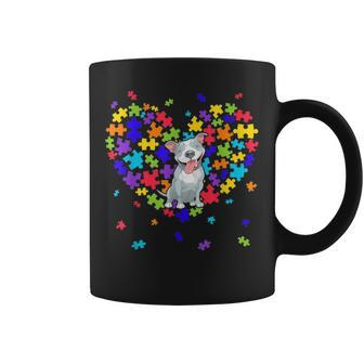 Autism Awareness Pitbull Cute Heart Dog Dad Mom Gift Coffee Mug - Seseable