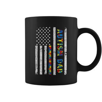 Autism Awareness Proud Autism Dad Vintage Usa Flag Gifts Men Coffee Mug - Seseable