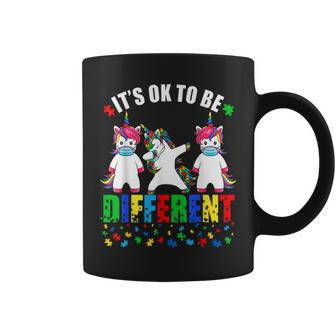 Autism Awareness Unicorn Face Mask Its Ok To Be Different Coffee Mug - Seseable