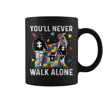Autism Dad Mom Son Support Alone Parents Youll Never Walk Coffee Mug | Mazezy