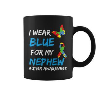Autism I Wear Blue For My Nephew Awareness Uncle Aunt Auntie Coffee Mug | Mazezy