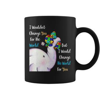 Autism Mom Change The World For You Elephant Puzzle Pieces Coffee Mug - Seseable