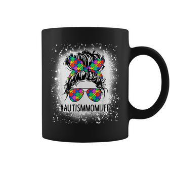 Autism Mom Life Messy Bun Sunglasses Bandana Mother’S Day Coffee Mug - Seseable