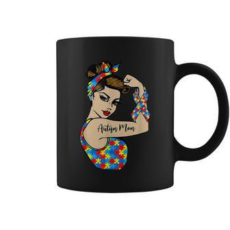 Autism Mom Unbreakable Rosie The Riveter Strong Woman Power Coffee Mug | Mazezy