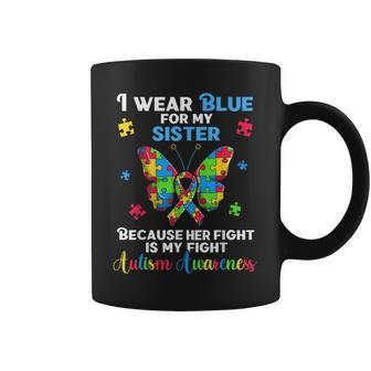 Autistic Autism Butterfly I Wear Blue For My Sister Coffee Mug | Mazezy