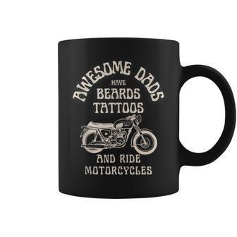 Awesome Dads Have Tattoos And Beards And Ride Motorcycle Men Coffee Mug - Seseable