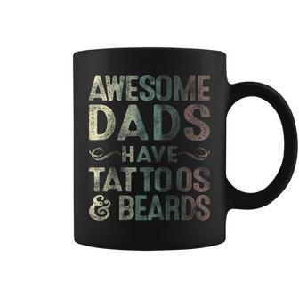 Awesome Dads Have Tattoos & Beards Bearded Dad Fathers Day Gift For Mens Coffee Mug | Mazezy