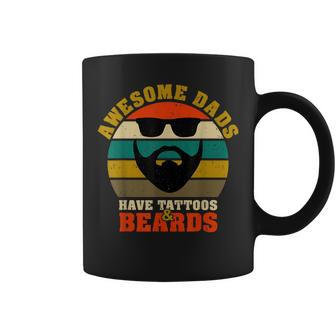 Awesome Dads Have Tattoos And Beards Vintage Fathers Day V4 Coffee Mug - Seseable