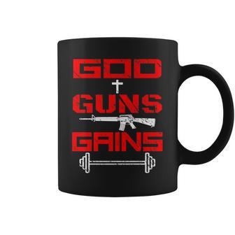 Awesome God Guns Gains - Perfect For You Or Friends Coffee Mug | Mazezy