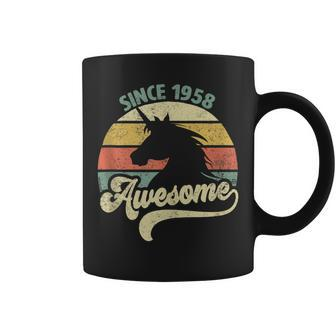 Awesome Since 1958 Retro Unicorn Birthday Gift Vintage Coffee Mug - Seseable