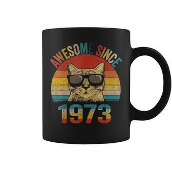Awesome Since 1973 48Th Birthday Vintage Gift Cat Lover Coffee Mug - Seseable
