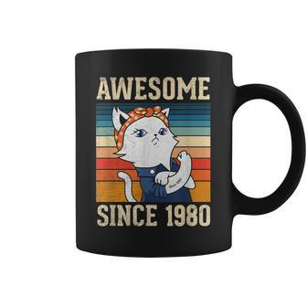 Awesome Since 1980 Vintage Women Birthday Gift 43 Years Old Coffee Mug - Seseable