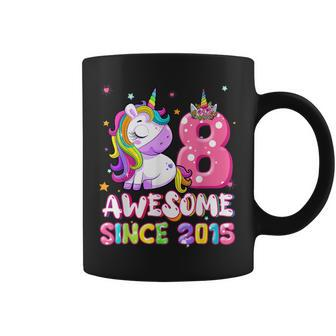 Awesome Since 2015 Dabbing Unicorn 8Th Birthday Gift Girls Coffee Mug - Seseable