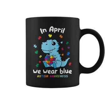 Baby Dino Autism April We Wear Blue Autism Awareness Month Coffee Mug - Seseable