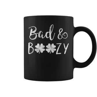 Bad And Boozy St Patricks Day Shamrock Green Women Coffee Mug - Seseable