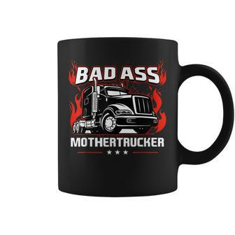 Bad Ass Mother Trucker Truck Driving Gift For Fathers Day Coffee Mug - Thegiftio UK
