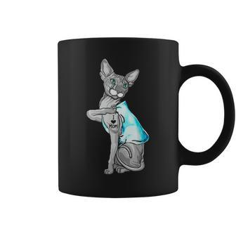 Badass Sphynx Cat I Love Mom Tattooed Coffee Mug - Seseable