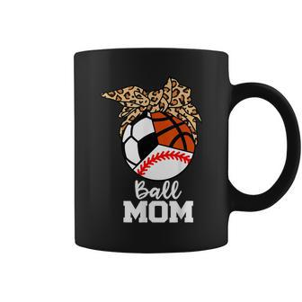 Ball Mom Funny Baseball Soccer Basketball Leopard Mom Coffee Mug | Mazezy