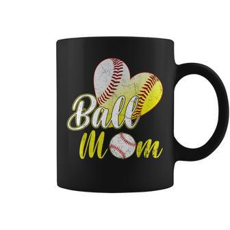 Ball Mom Heart Baseball Softball Mom Mama Mothers Day Coffee Mug | Mazezy