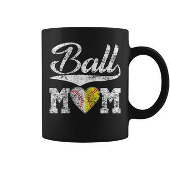 Ball Mom Tshirts Funny Softball Baseball Heart Mothers Day Coffee Mug | Mazezy