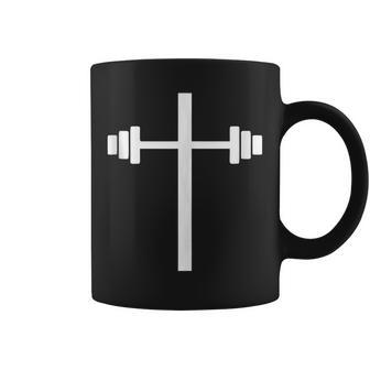 Barbell Dumbbell Cross Christian Jesus Gym Workout Lifting Coffee Mug | Mazezy