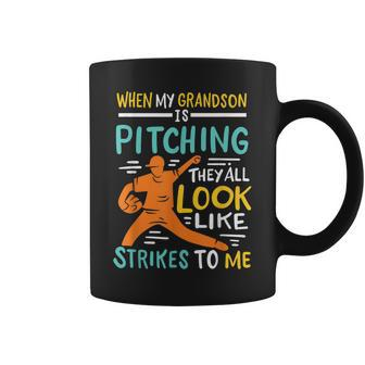 Baseball Grandma Grandpa When My Grandson Is Pitching Coffee Mug | Mazezy