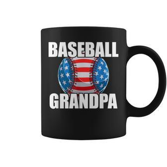 Baseball Grandpa Grandfathers Baseball American Flag Gift For Mens Coffee Mug | Mazezy