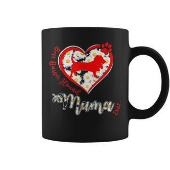 Basset Hound Mom Funny Heart Dog Mothers Day Gift Coffee Mug - Seseable
