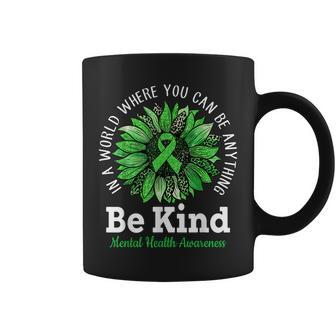 Be Kind Green Ribbon Sunflower Mental Health Awareness Coffee Mug | Mazezy