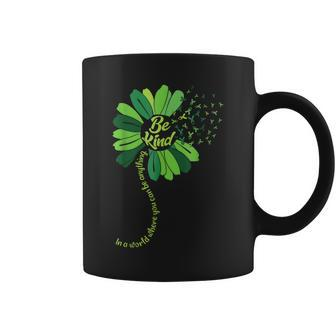 Be Kind Green Ribbon Sunflower Mental Health Awareness Gifts Coffee Mug | Mazezy