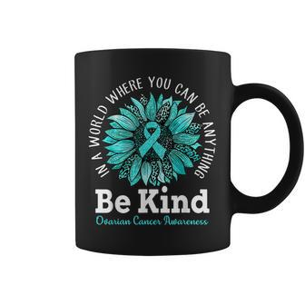 Be Kind Ovarian Cancer Awareness Ribbon Sunflower Kindness  Coffee Mug
