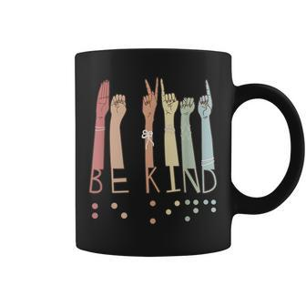 Be Kind Sign Braille Language Visually Impaired Awareness Coffee Mug | Mazezy CA