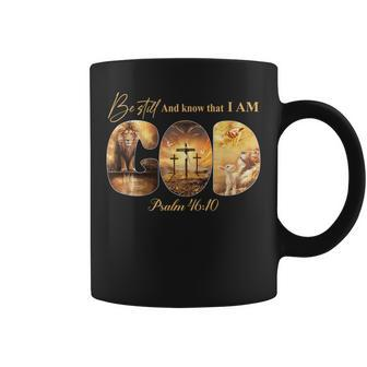 Be Still And Know That I Am God Christian Lion Sheep Coffee Mug - Seseable