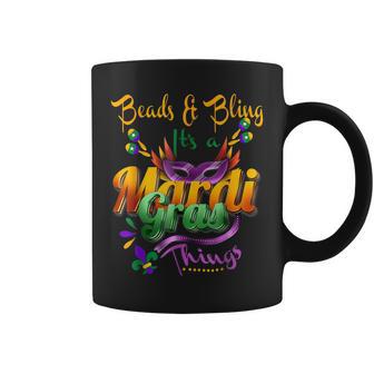 Beads And Bling Its A Mardi Gras Thing Fleur De Lis Mask Coffee Mug - Seseable