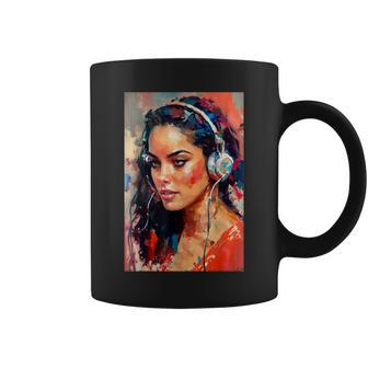 Beautiful Latina Listening To Music Latina Woman Coffee Mug | Mazezy