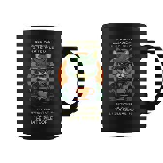 Before Coffee I Hate People After Coffee Cat Drinks Coffee Coffee Mug | Mazezy