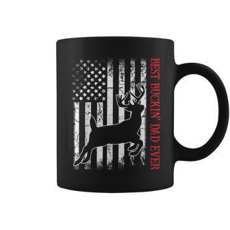 Best Buckin Dad Ever American Flag Deer Hunting Gift For Mens Coffee Mug | Mazezy