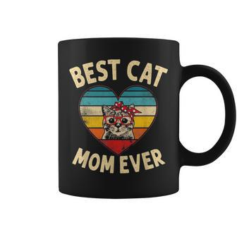 Best Cat Mom Ever Cute Cat Mom Bandana Bow Gift Kitten Coffee Mug - Seseable