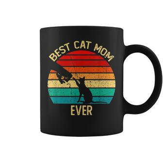 Best Cat Mom Ever Retro Vintage Gift Paw Fist Bump Funny Coffee Mug - Seseable