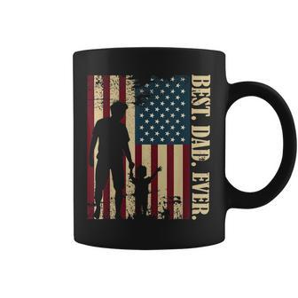 Best Dad Ever With Us American Flag Vintage For Fathers Day Coffee Mug - Seseable