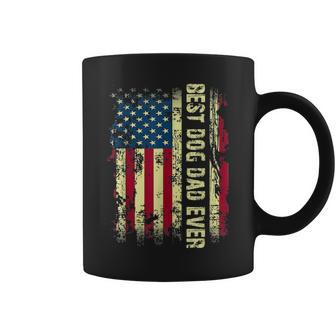 Best Dog Dad Ever Vintage American Flag Gift Fathers Day Coffee Mug - Seseable
