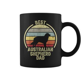 Best Dog Father Dad - Vintage Aussie Australian Shepherd Coffee Mug - Seseable