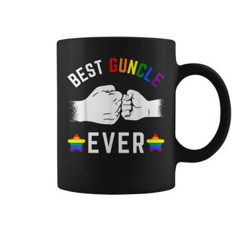 Best Guncle Ever Rainbow Colors Fistbump Pride Gay Uncle Gift For Mens Coffee Mug - Seseable