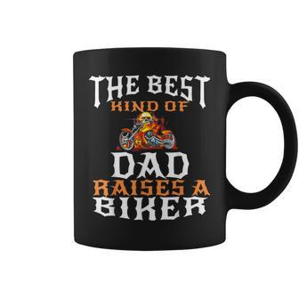 Best Kind Of Dad Raises A Biker Fathers Day Gift Coffee Mug | Mazezy
