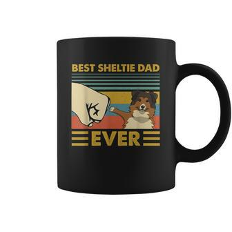 Best Sheltie Dad Ever Retro Vintage Sunset V2 Coffee Mug - Seseable